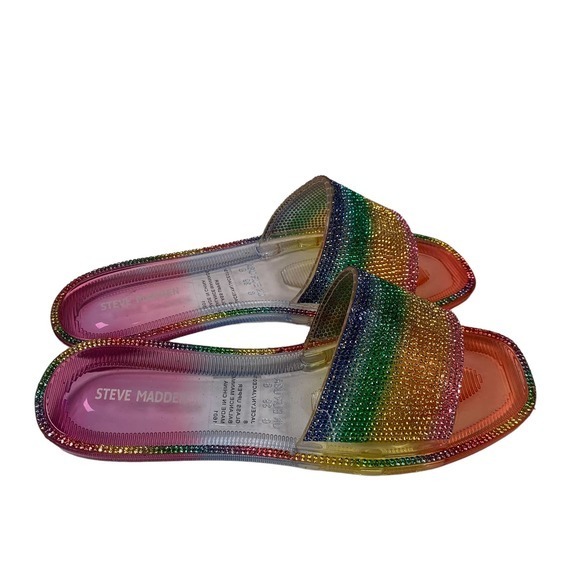 Steve Madden Nib Jacelyn Rainbow‎ Rhinestone Embellished Flats Sz 8 - Picture 4 of 4